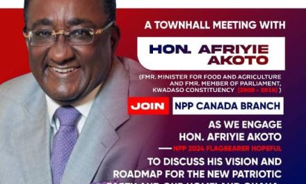 DR. OWUSU AFRIYIE AKOTO HOLDS TOWNHALL MEETING WITH NPP CANADA BRANCH