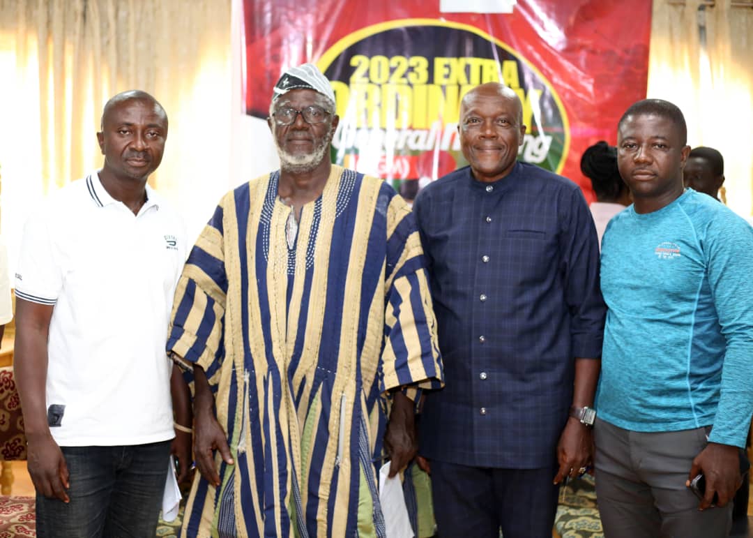 IMC Chairman, Naa Abdulai Abdul Razak(in smock) in a pose with three others at the GTTA meeting in Kumasi last weekend