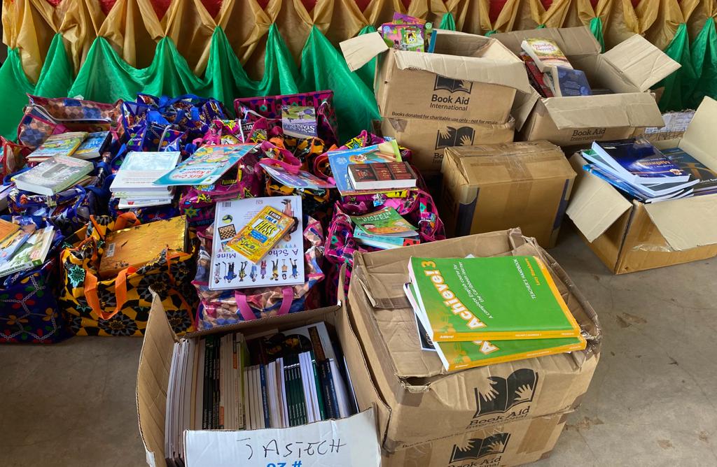 The books and other learning materials donated by the Chief Executive Officer (CEO) of Dr Gyimah Foundation, Dr Philip Gyapon Gyimah