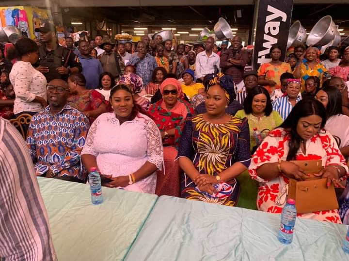 Nana Ama Ampomah (second left) seated on the high table  with Samira Bawumia,  wife of the Vice PRESIDENT at the Central Market