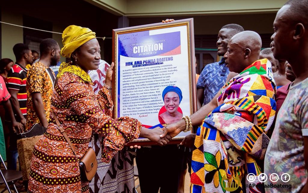 Ama Pomaa Boateng Honored By Nobewam Chiefs For Development Projects.<span class="wtr-time-wrap after-title"><span class="wtr-time-number">2</span> min read</span>