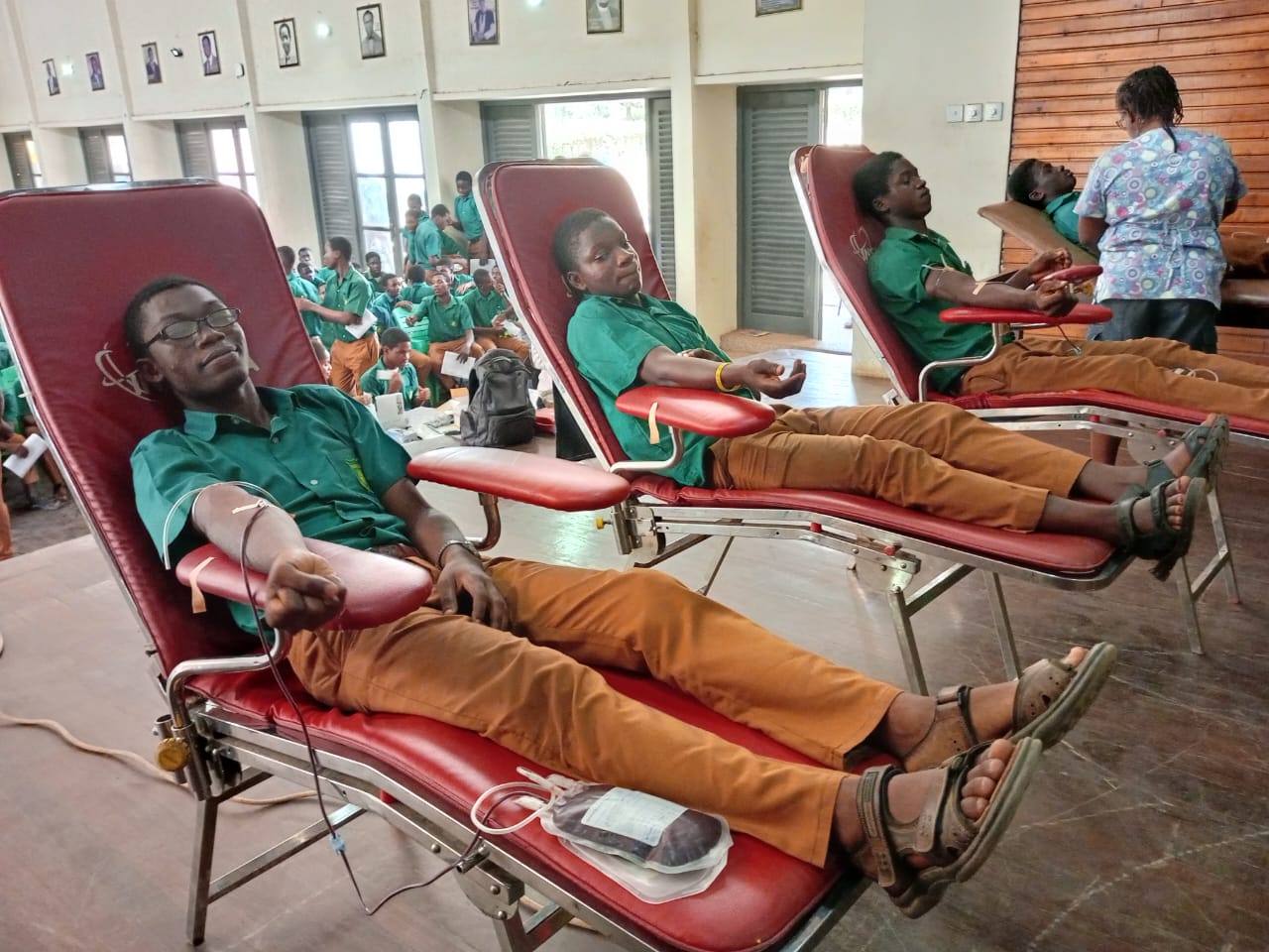 Some students of Prempeh College donating blood
