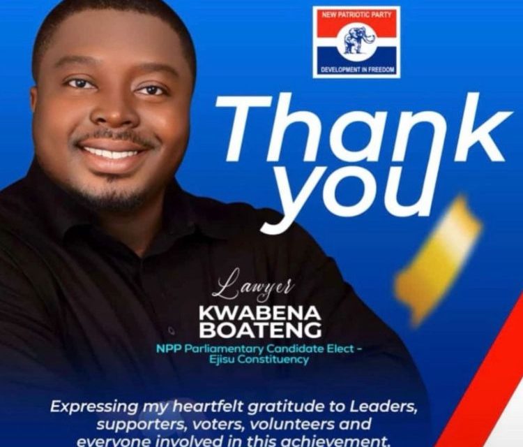 Just In: Lawyer Kwabena Boateng Wins Ejisu By-election, Replaces Late John Kumah<span class="wtr-time-wrap after-title"><span class="wtr-time-number">1</span> min read</span>