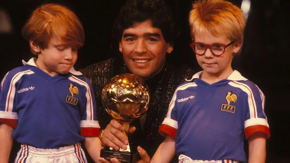 Argentina's Diego Maradona was awarded the Golden Ball in Paris for being the best player at the 1986 Mexico World Cup