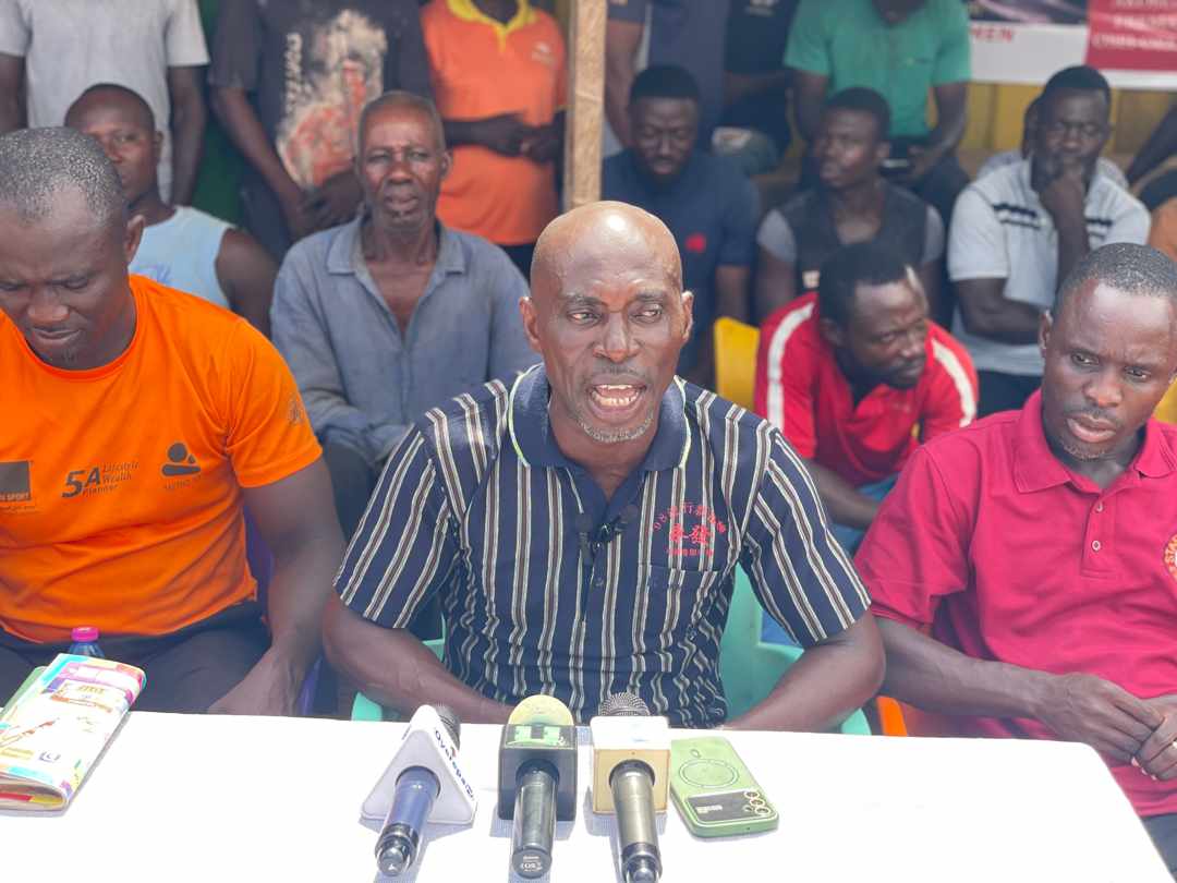 Agya Appiah, Chairman of Taxi Unions of Bantama and Race Course addressing the media Thursday morning