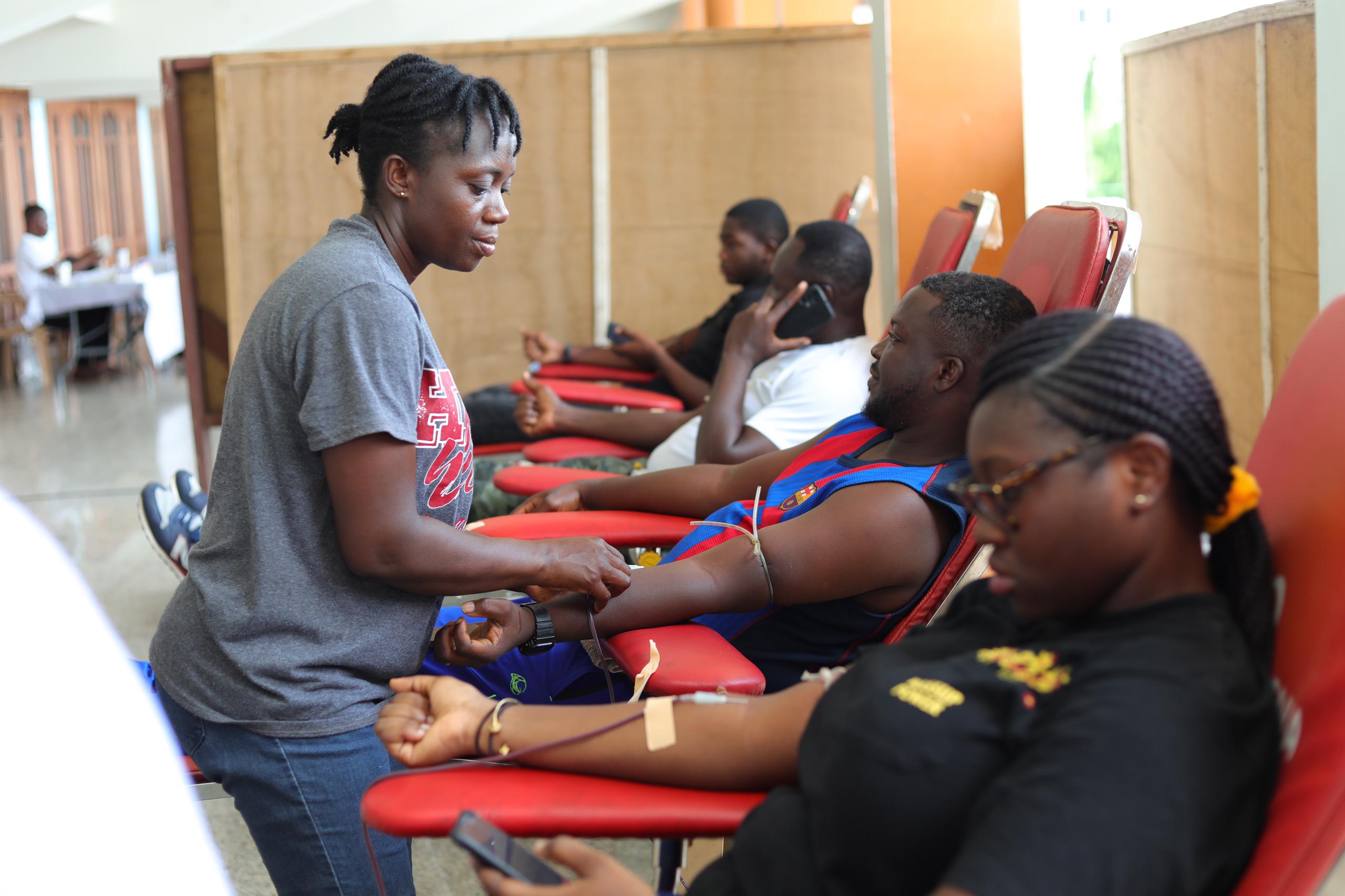 Some CCC members donating blood to the Medicine Transfusion Unit of KATH