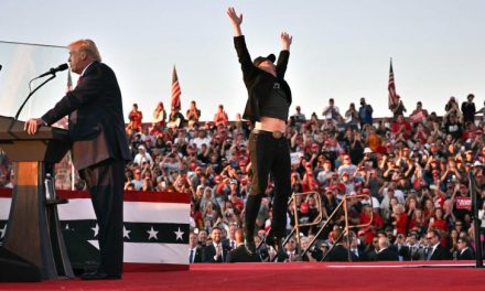 Elon Musk leaps onto stage at Trump rally